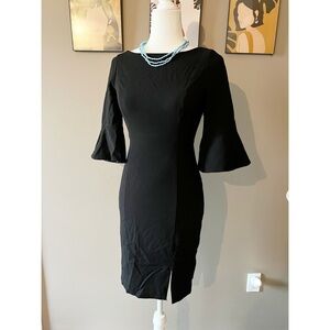 WHBM Black Flare Sleeve Bodycon Dress